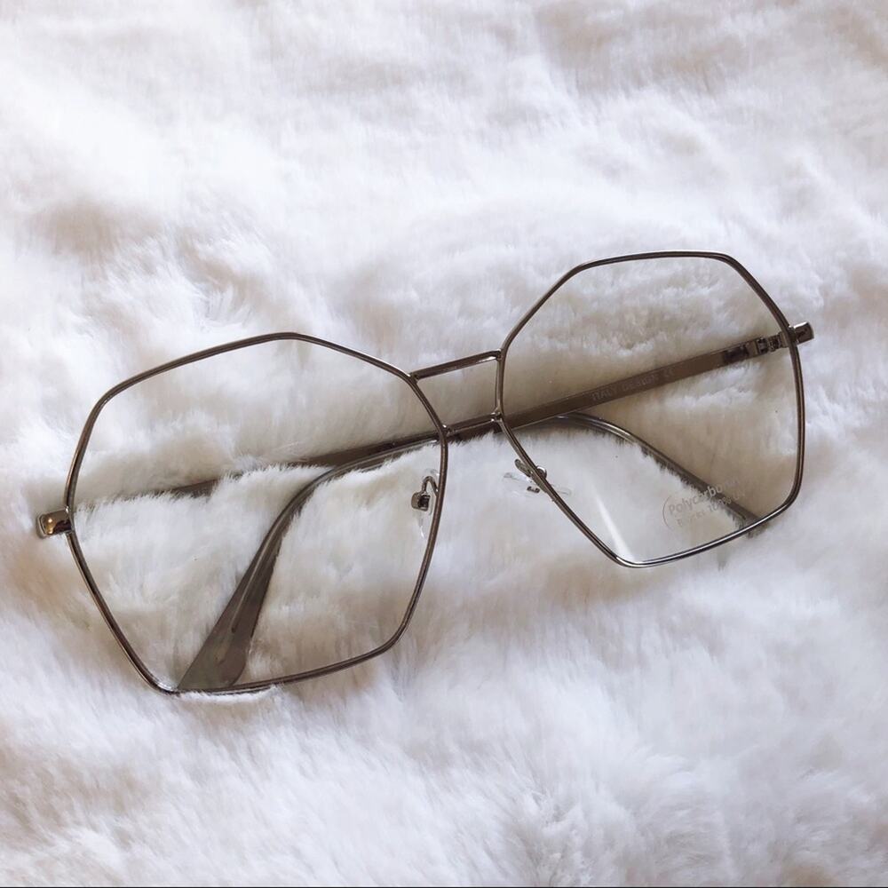 Peyton Silver Hexagon Clear Sunglasses